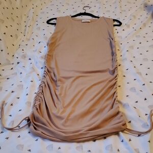 Sophie Rue Tan Bodycon Mini Dress Sleeveless Crew Neck